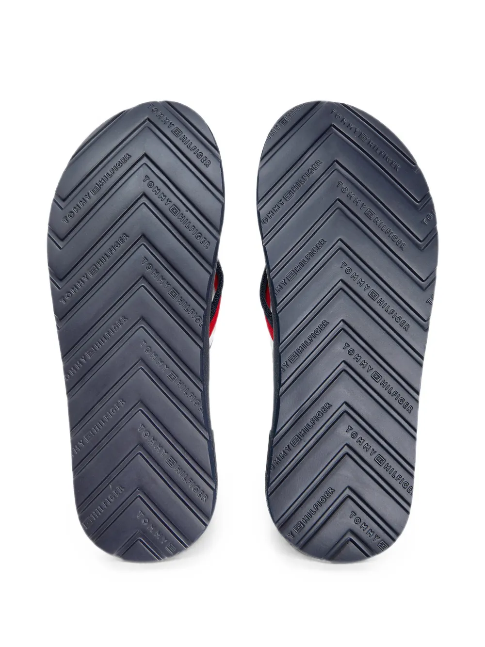 Tommy Hilfiger stripe-detail thong-strap flip-flops Blauw