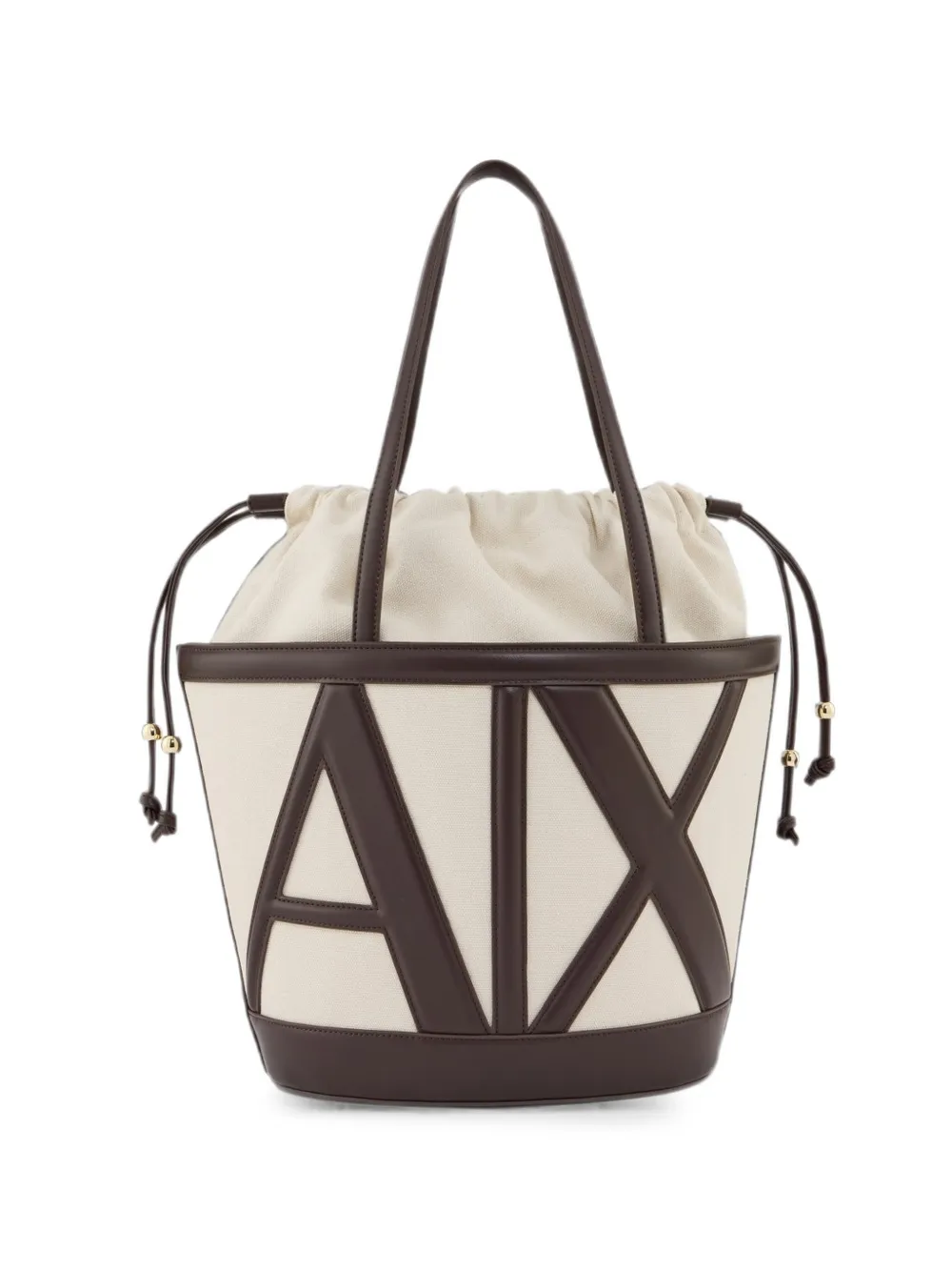 Emporio Armani embossed-logo drawstring bucket bag - Nude