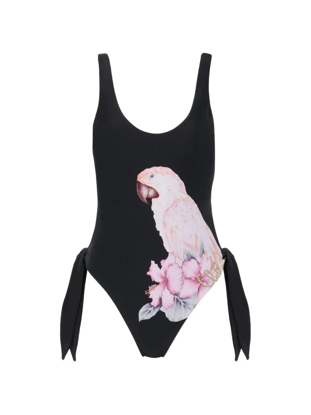 Chloé parrot-print side-tie swimsuit - Nero