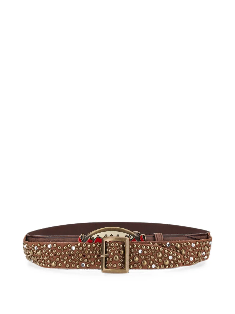 DSQUARED2 stud-embellished crystal-detail belt - Braun