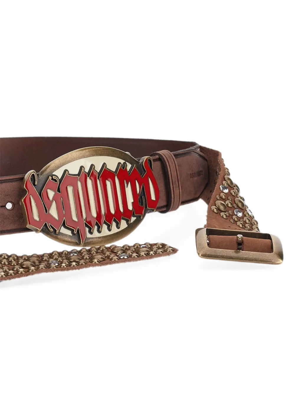 DSQUARED2 Riem verfraaid met studs en kristallen Bruin