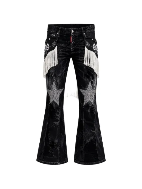 DSQUARED2 fringe-detail star-patch jeans