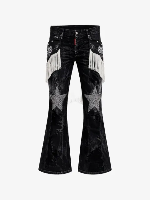 DSQUARED2 jean à détail de franges et patch étoile