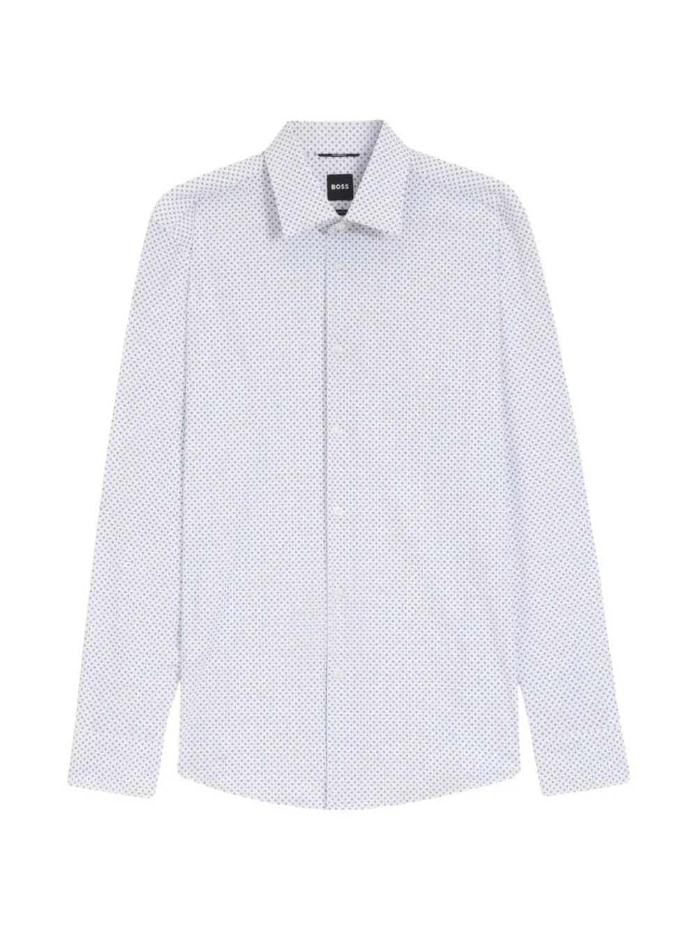 BOSS HANK-Kent micro-patterned classic-collar shirt - Bianco
