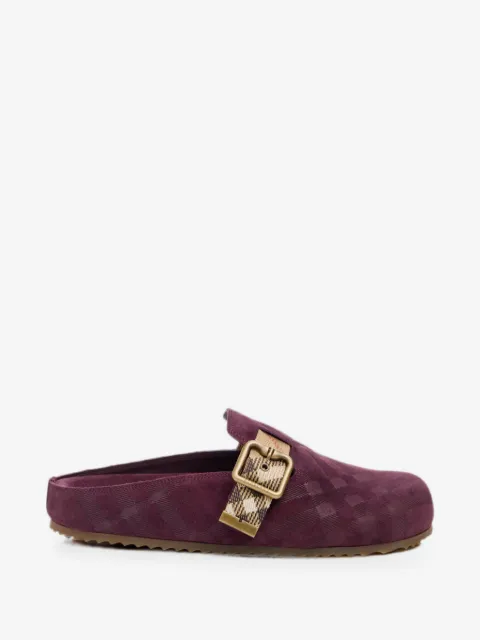 Burberry check-pattern buckle-fastening flat mules