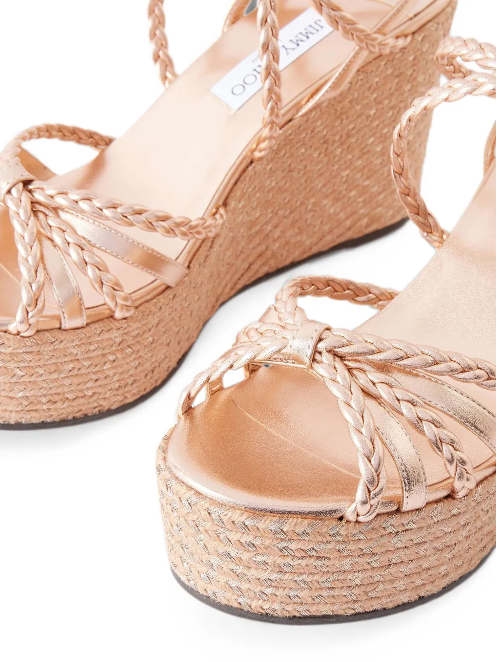 Jimmy Choo Nyra braided wedge espadrilles Roze