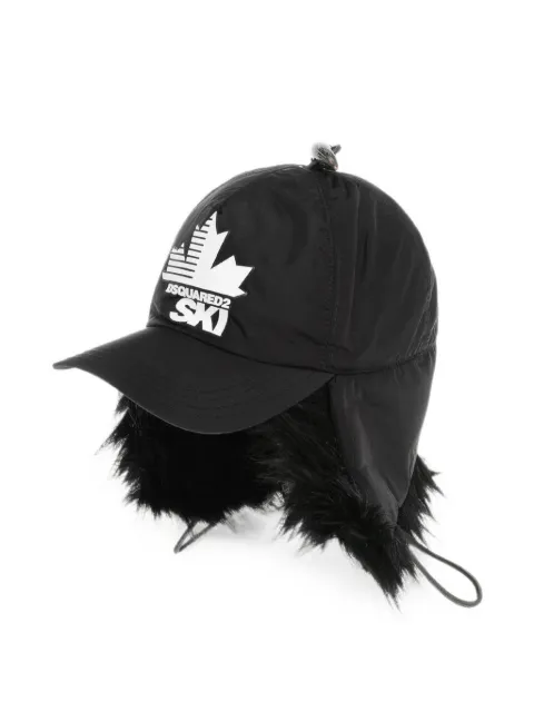DSQUARED2 gorra de esquí con ribete de pelo artificial