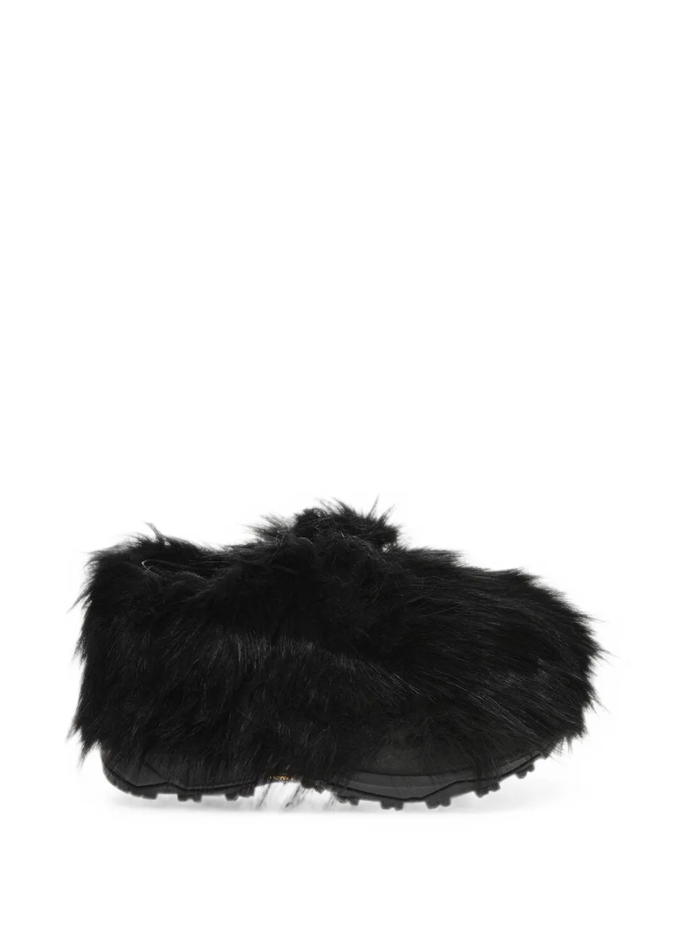 sacai faux-fur lace-up derby shoes - Schwarz