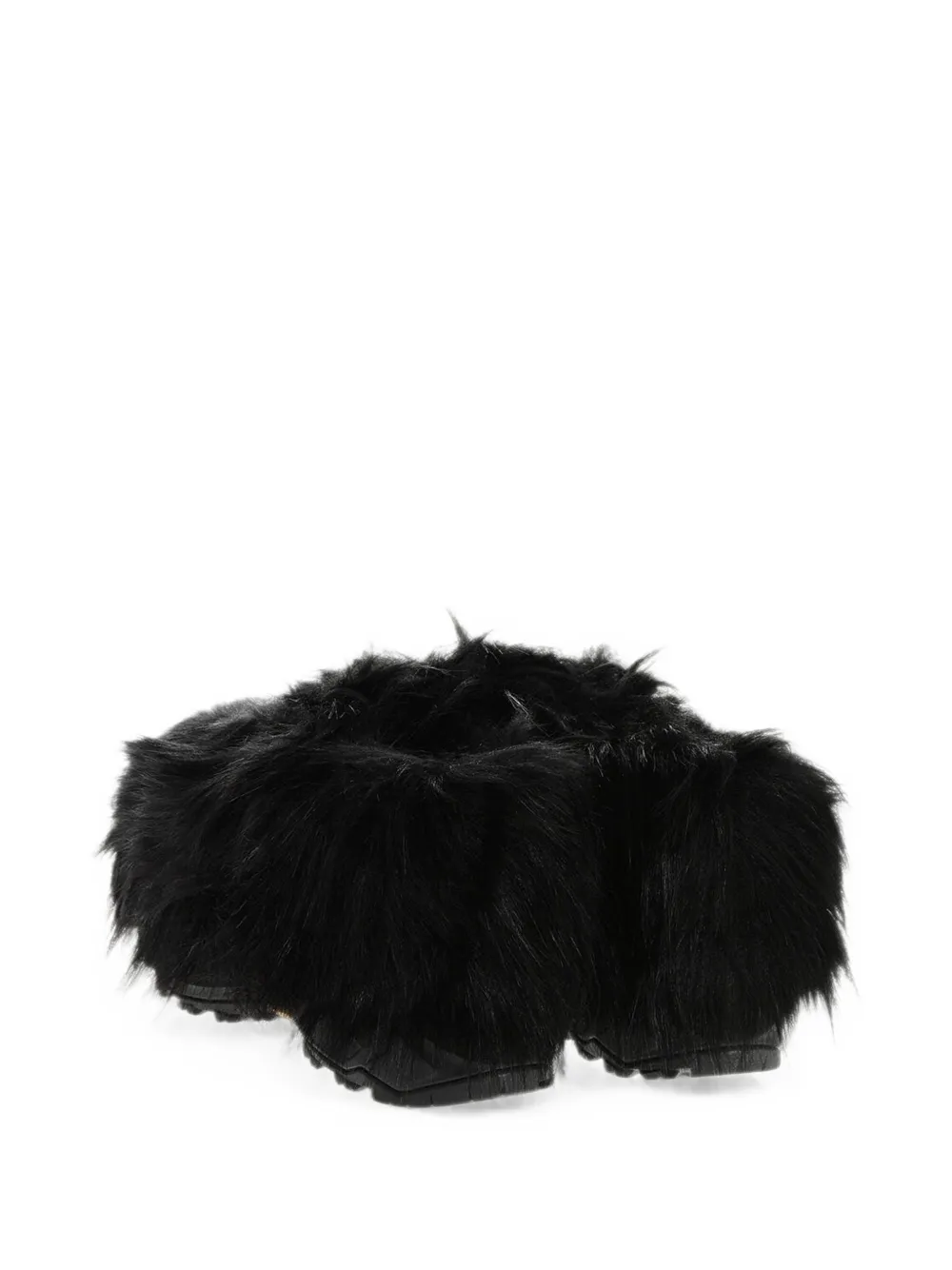 sacai faux-fur lace-up derby shoes Zwart