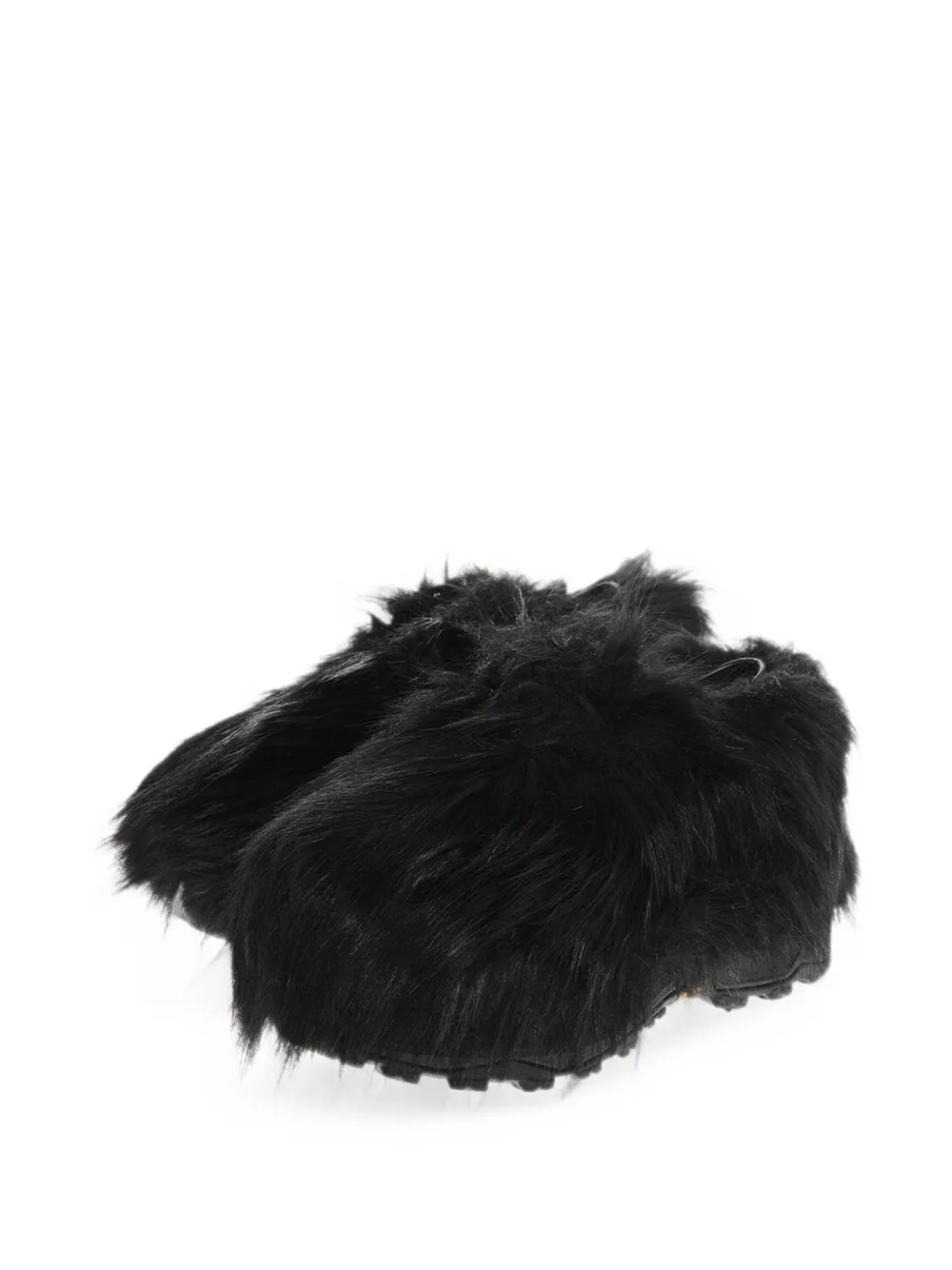 sacai faux-fur lace-up derby shoes Zwart