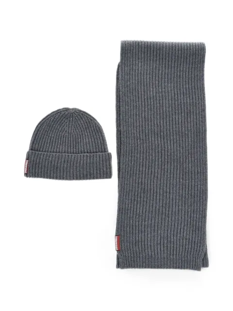 DSQUARED2 ribbed-knit scarf and beanie set
