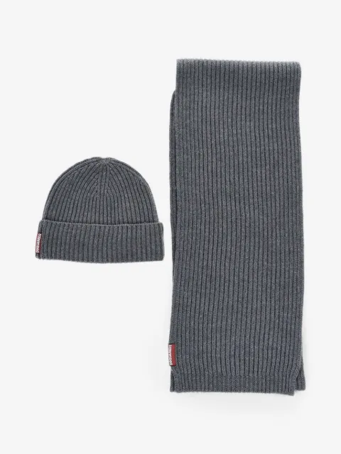 DSQUARED2 set de gorro y bufanda de canalé
