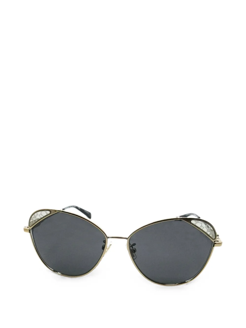Coach logo-plaque cat-eye frame sunglasses - Gold