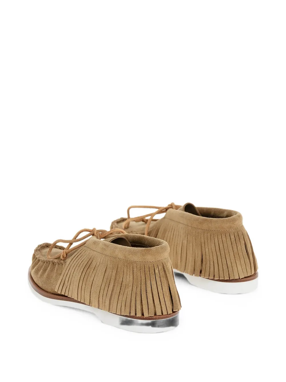 Pierre Hardy Tahoe fringed suede loafers Beige