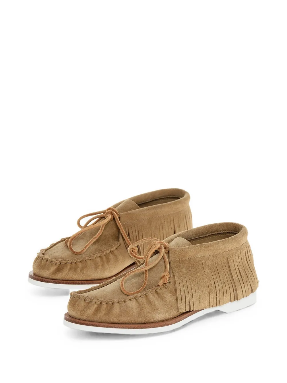 Pierre Hardy Tahoe fringed suede loafers Beige