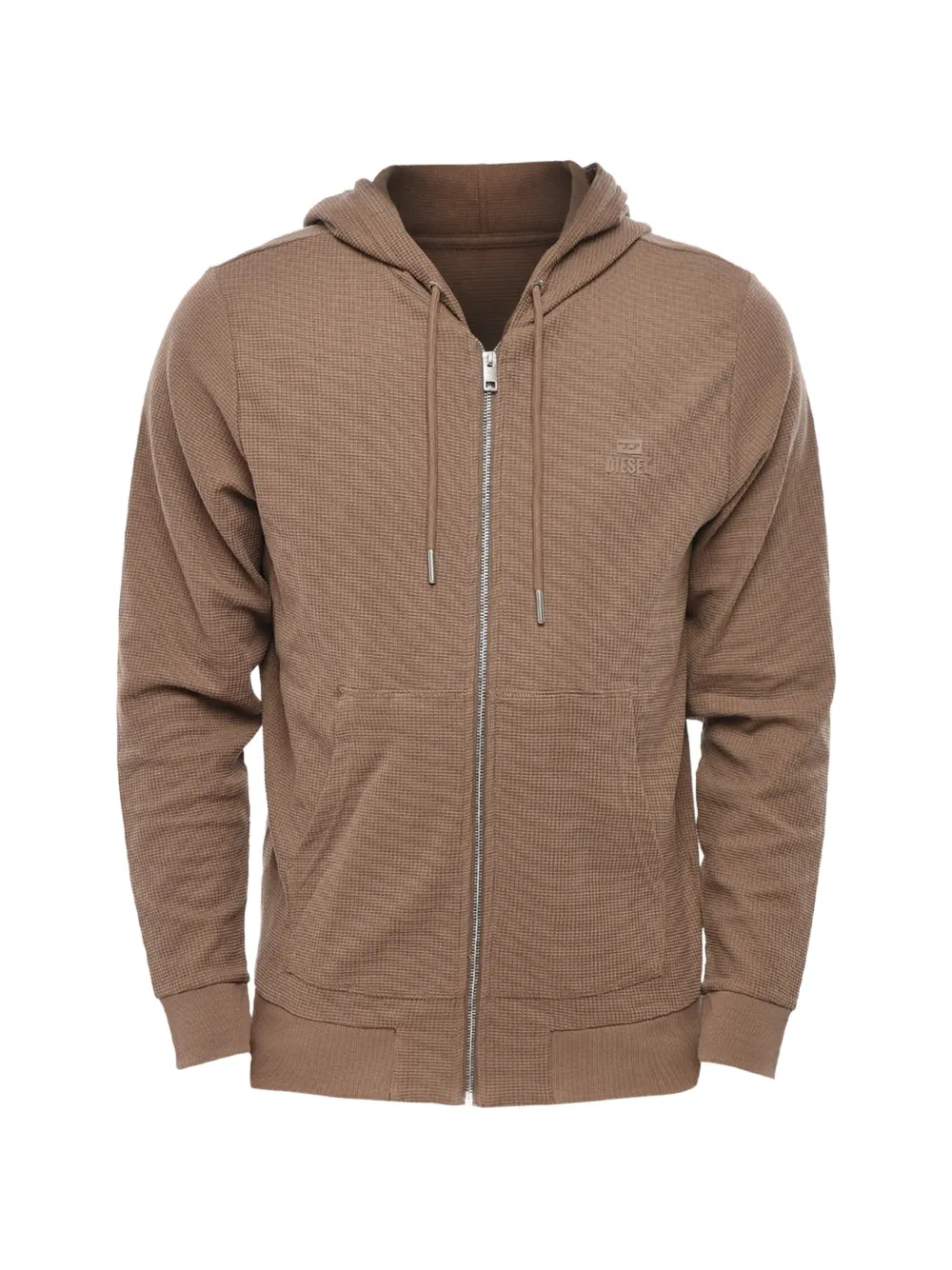 Diesel waffle-knit zip-up hoodie - Braun