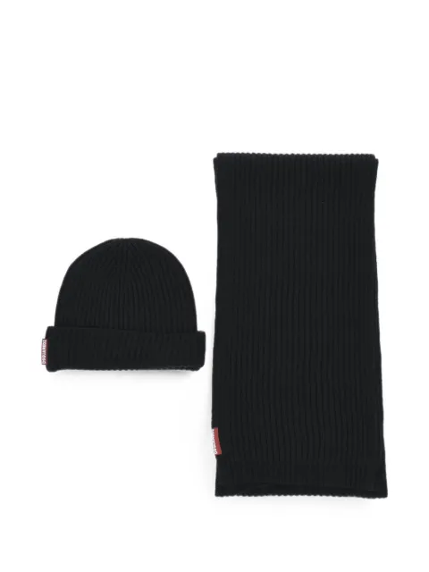 DSQUARED2 ribbed wool scarf and beanie hat 