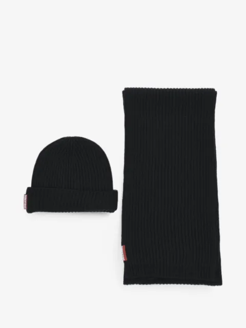 DSQUARED2 ribbed wool scarf and beanie hat