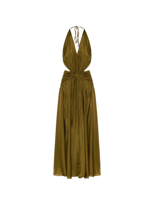 zimmermann green dress Paisley Ottie Plunge Midi Front button Shop Green Zimmermann Online |