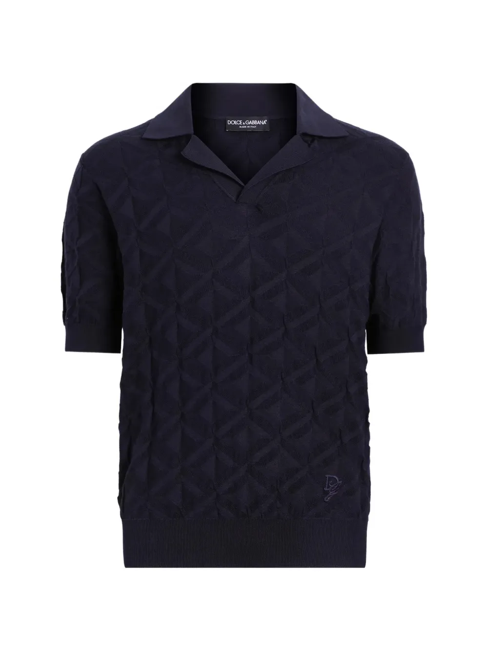 Dolce & Gabbana geometric-pattern camp-collar polo shirt - Blau