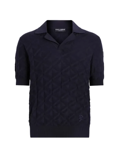 Dolce & Gabbana geometric-pattern camp-collar polo shirt