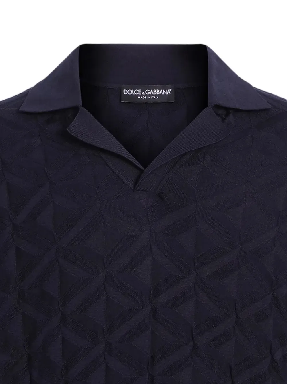 Dolce & Gabbana Poloshirt met geometrisch patroon en campkraag Blauw