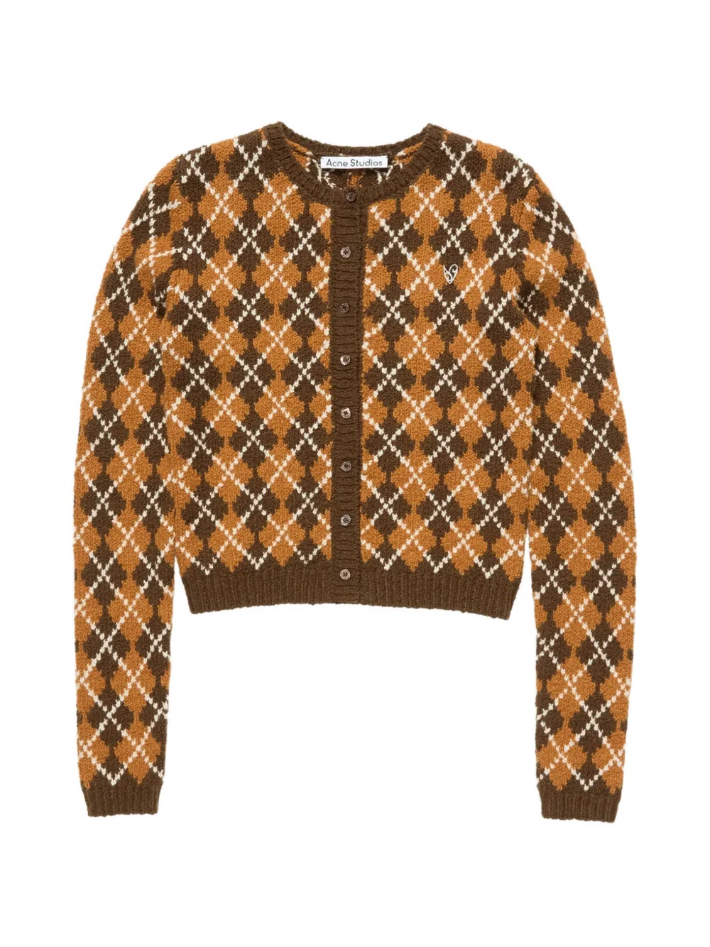 Acne Studios argyle-knit button-up cardigan - Marrone