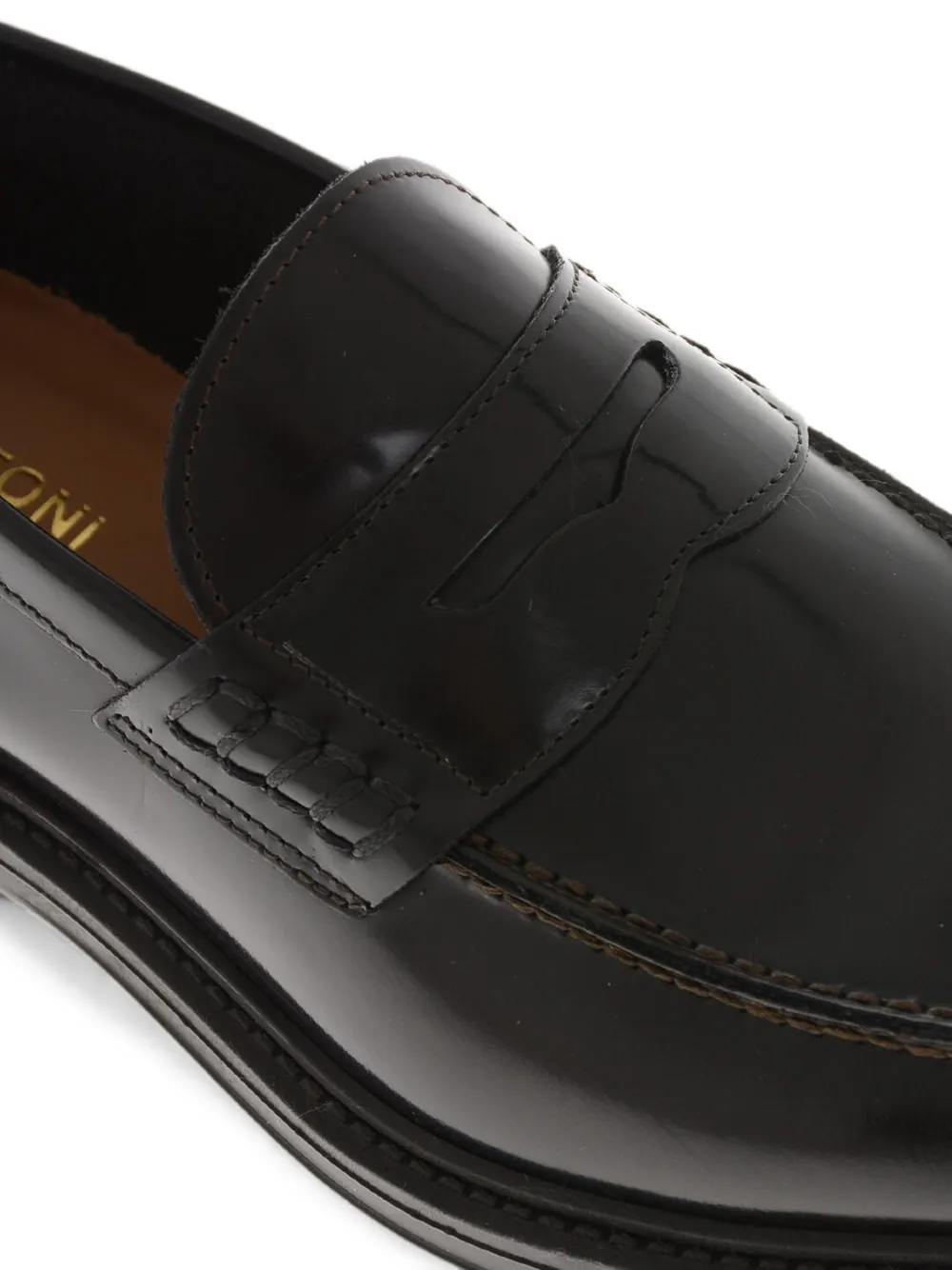 Amedeo Testoni polished leather penny loafers Bruin