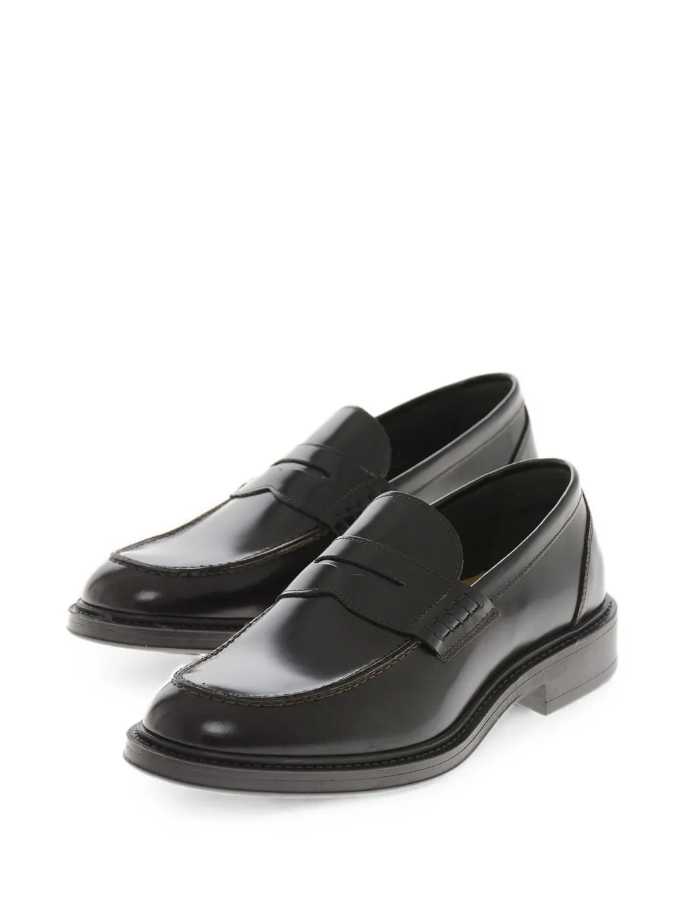 Amedeo Testoni polished leather penny loafers Bruin