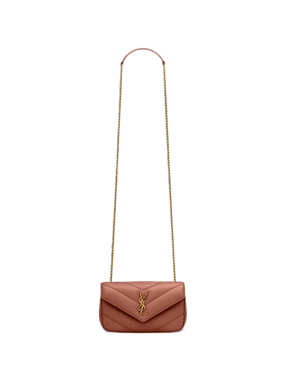 Saint Laurent Mini Loulou Umhängetasche mit Steppung - Orange