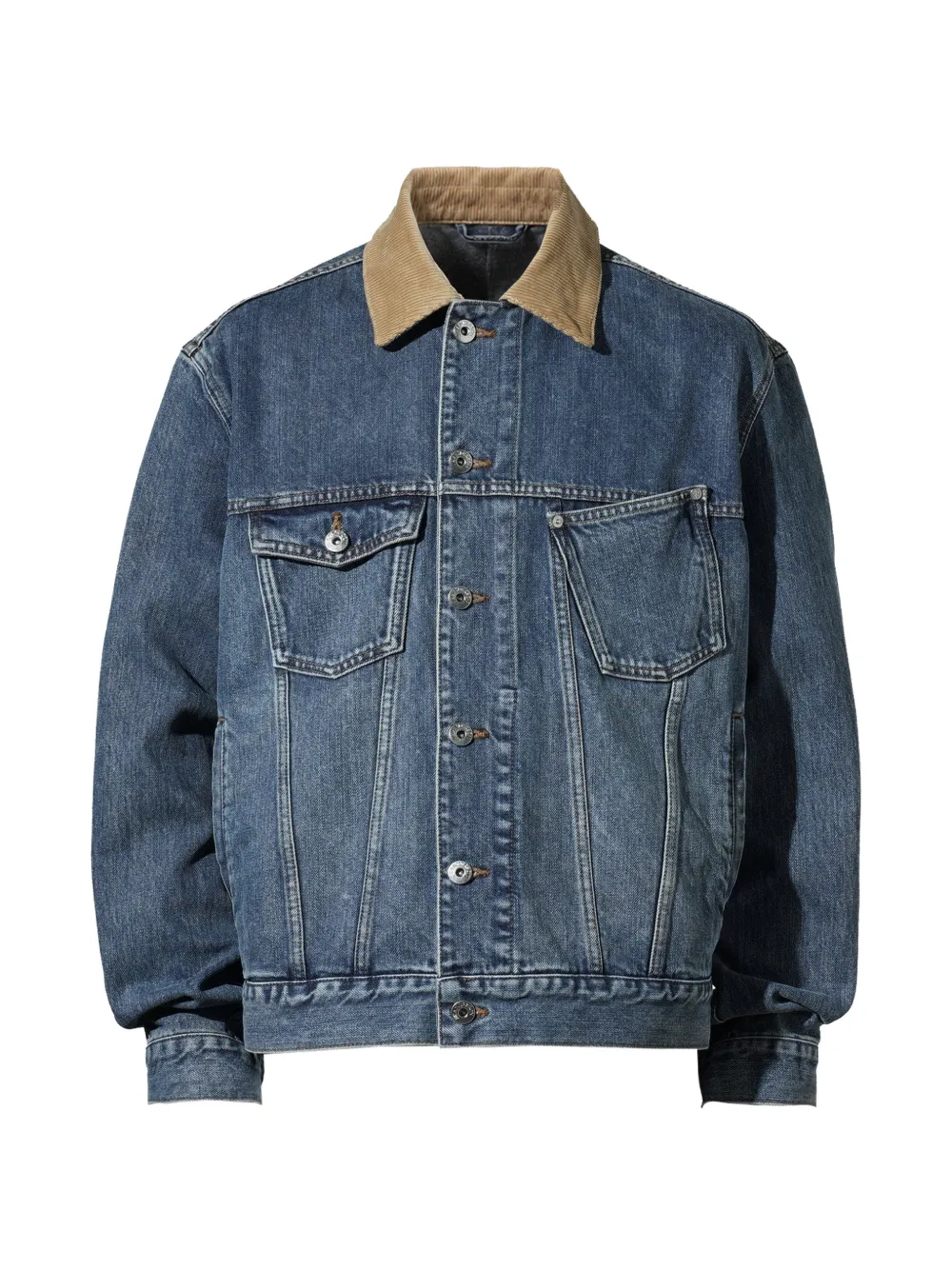 JW Anderson corduroy-collar denim jacket - Blau
