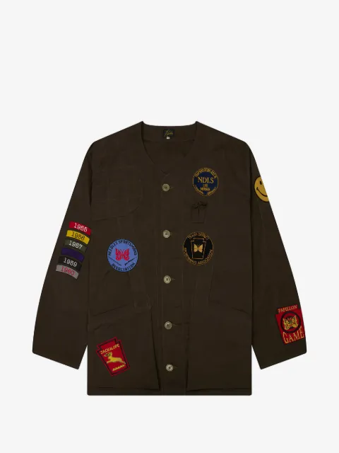 Needles Shooting patch-detail waxed-cloth jacket