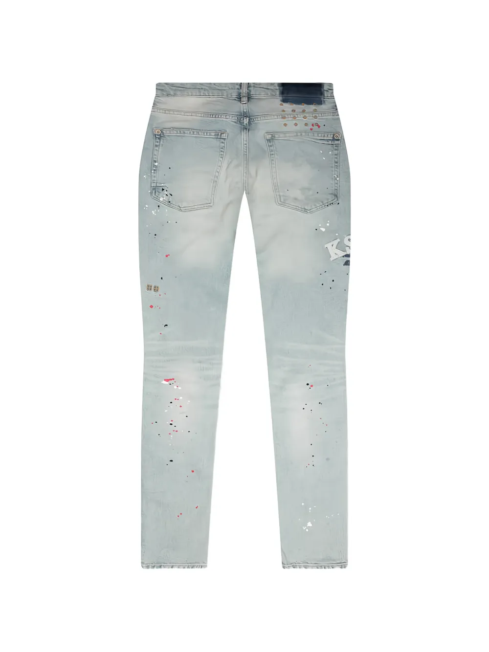Ksubi Van Winkle Ksteller Genesis gerafelde jeans met verfspatten Blauw