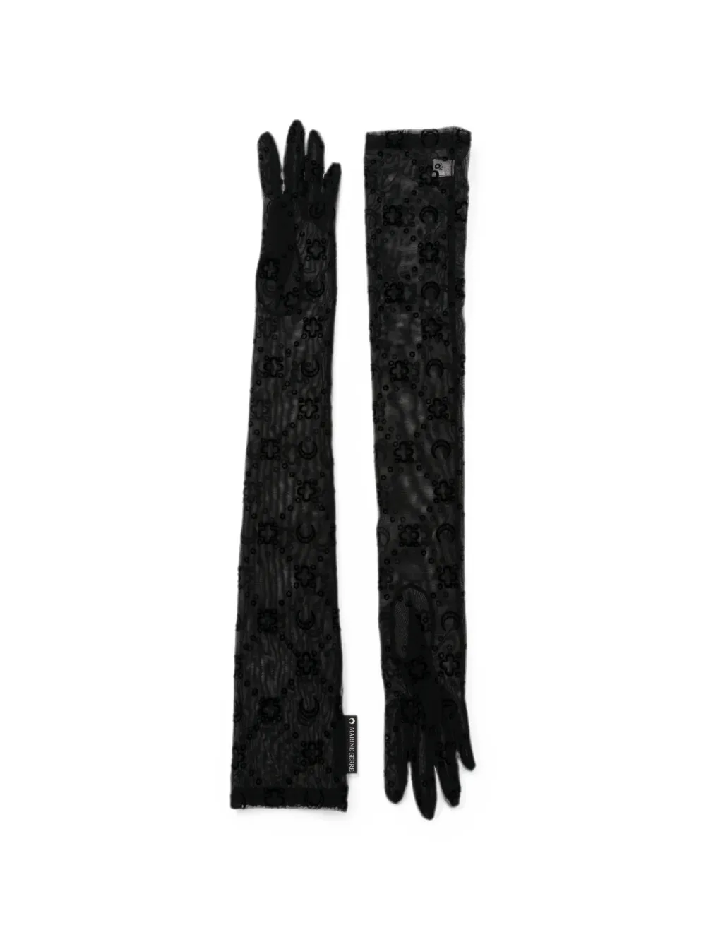 Marine Serre Mesh handschoenen met maan-print Zwart
