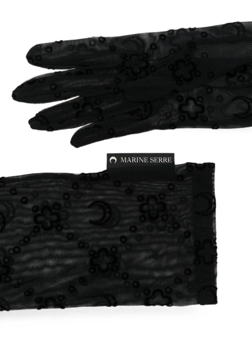 Marine Serre Mesh handschoenen met maan-print Zwart