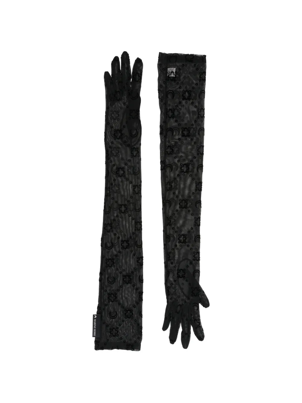 Marine Serre Moon-print mesh gloves - Nero