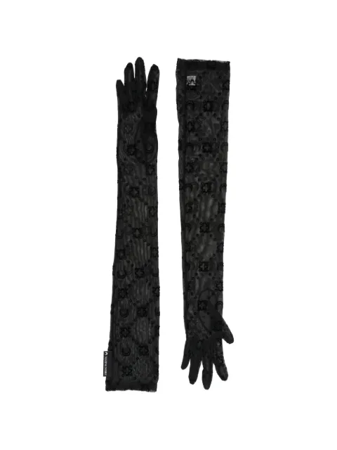 Marine Serre guantes de malla con estampado Moon