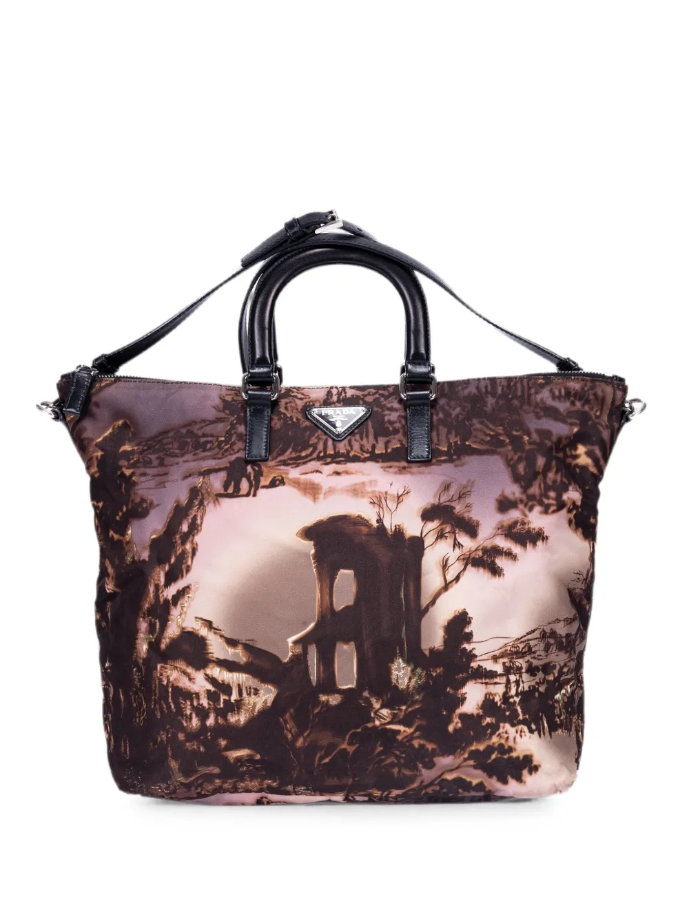 Prada Pre-Owned Tessuto Temple print tote bag - Marrone