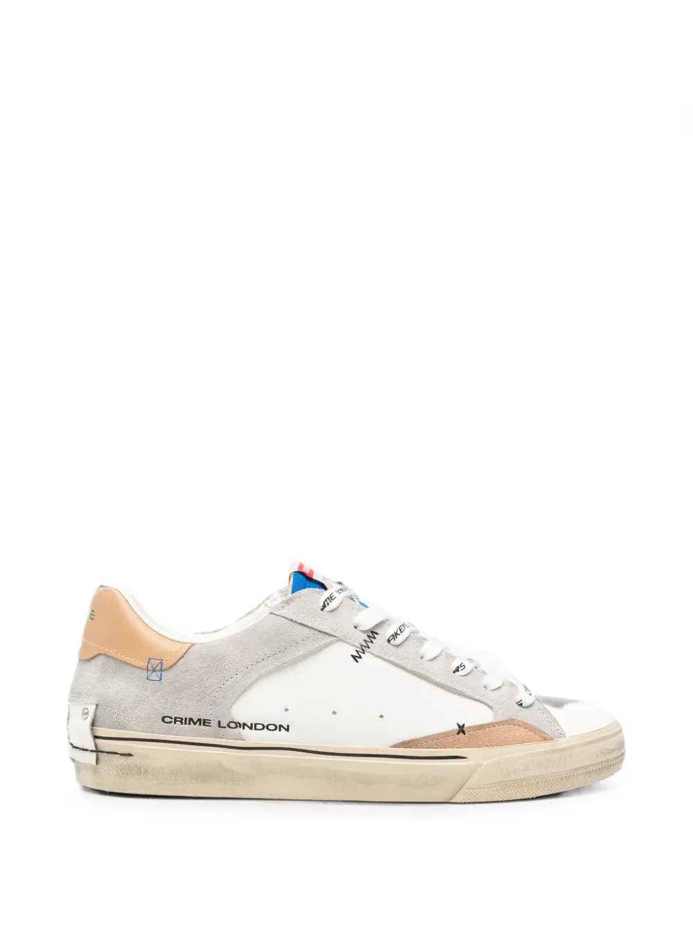 Crime London Deconstructed suede-panelled low-top sneakers Wit