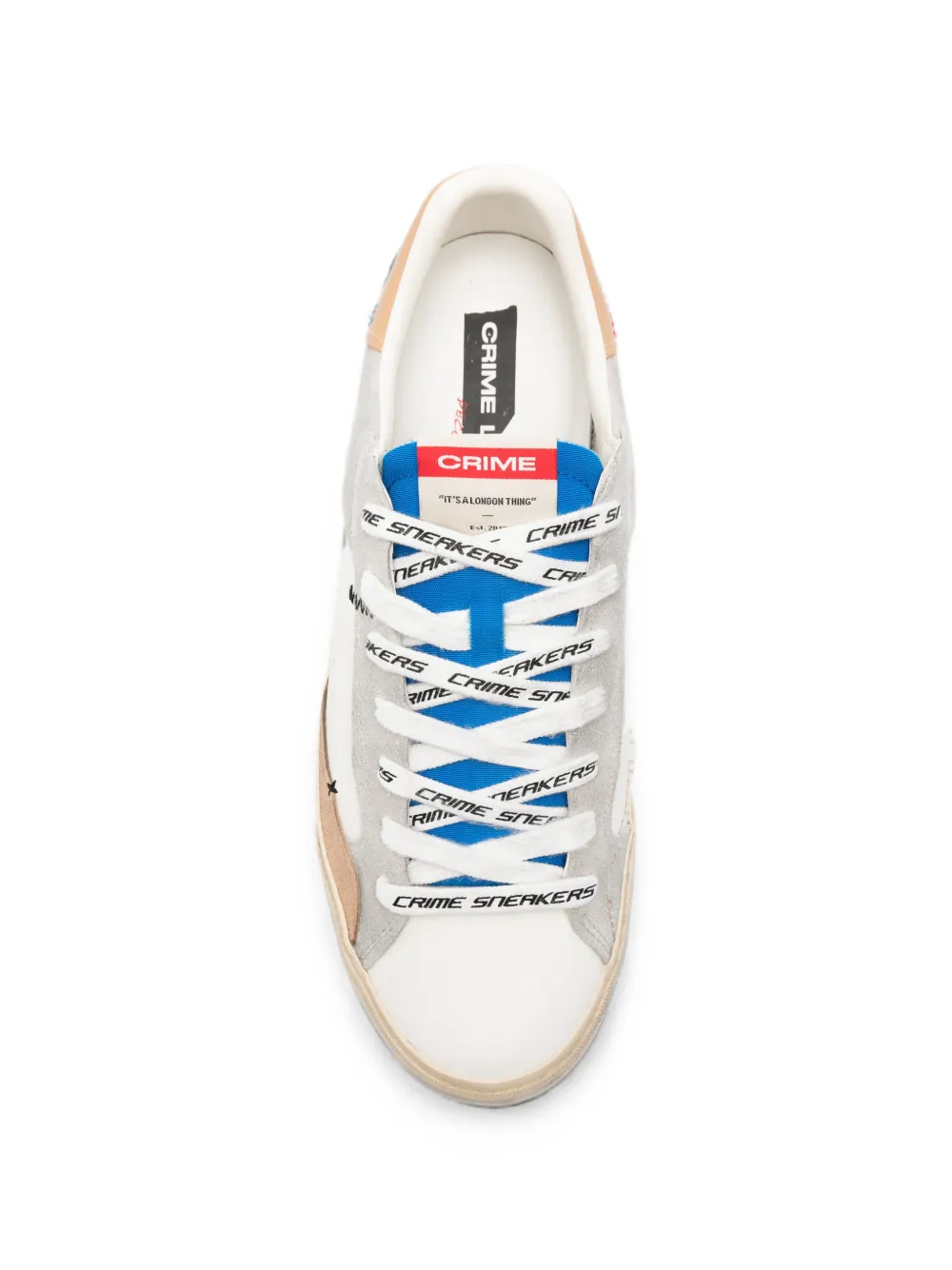 Crime London Deconstructed suede-panelled low-top sneakers Wit