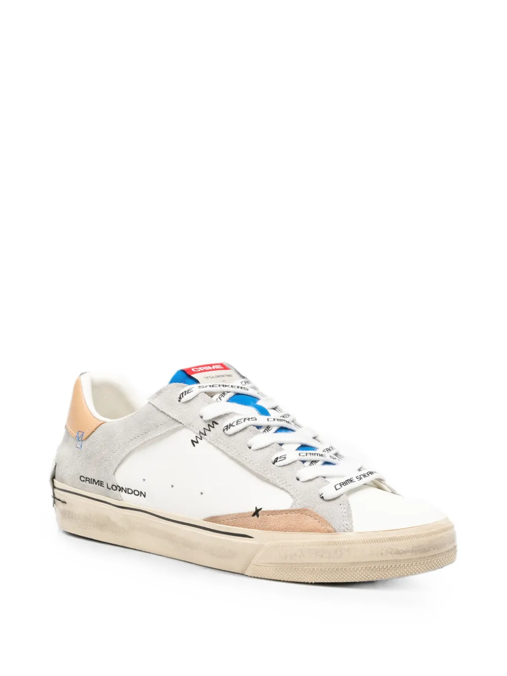 Crime London Deconstructed suede-panelled low-top sneakers Wit