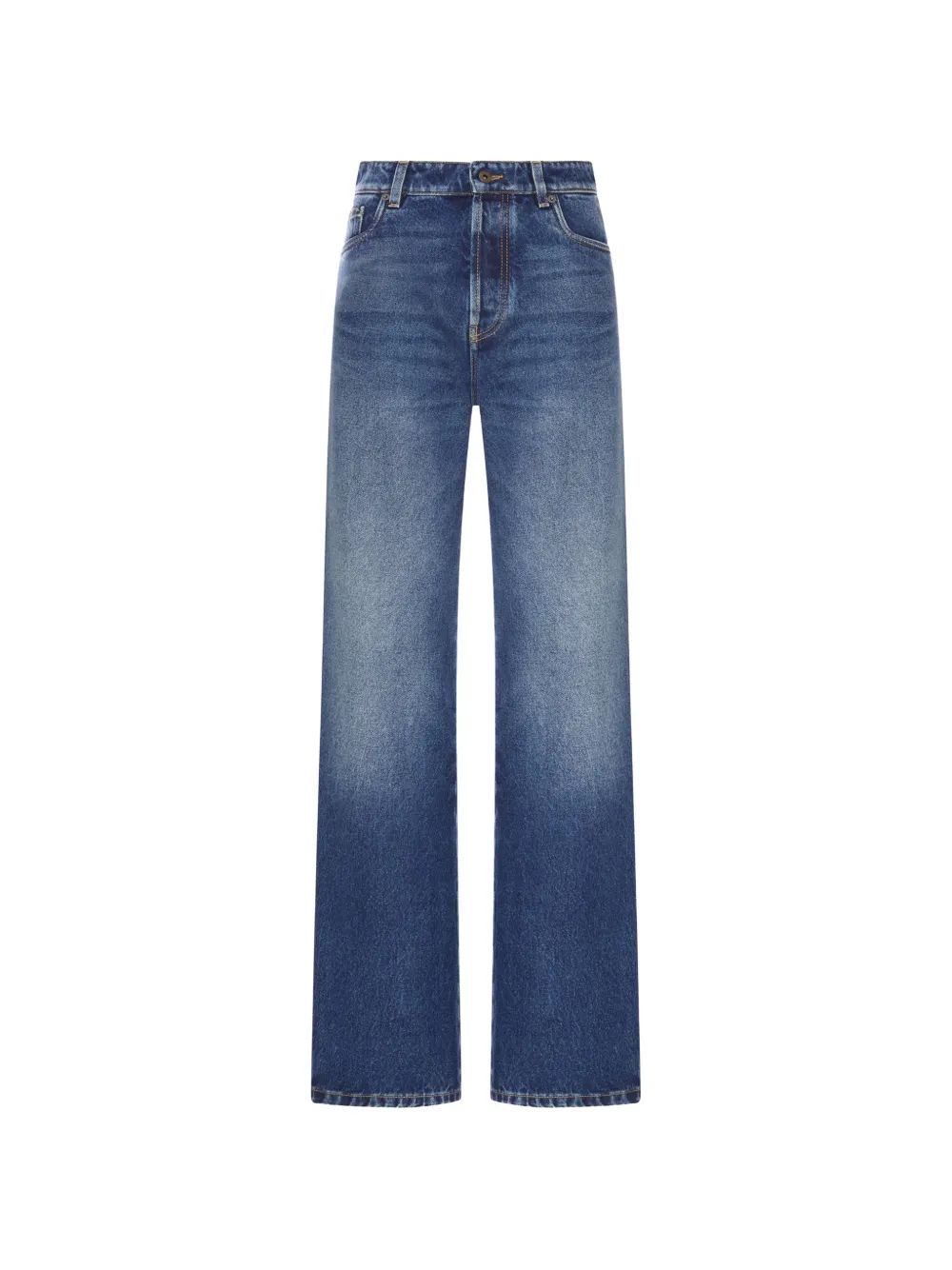 Miu Miu faded-effect logo-embroidered jeans - Blu