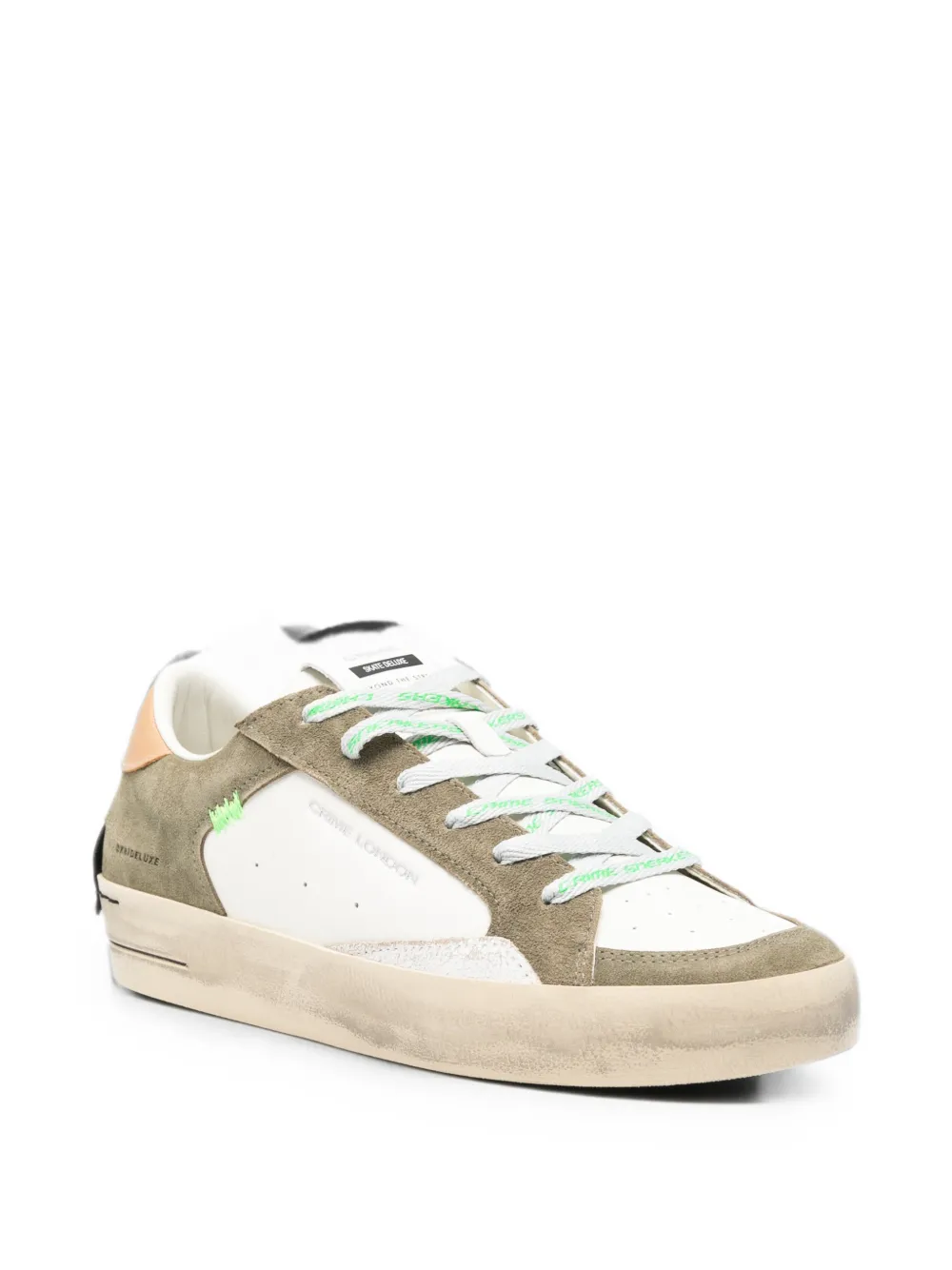 Crime London Sk8 Deluxe panelled leather sneakers Groen