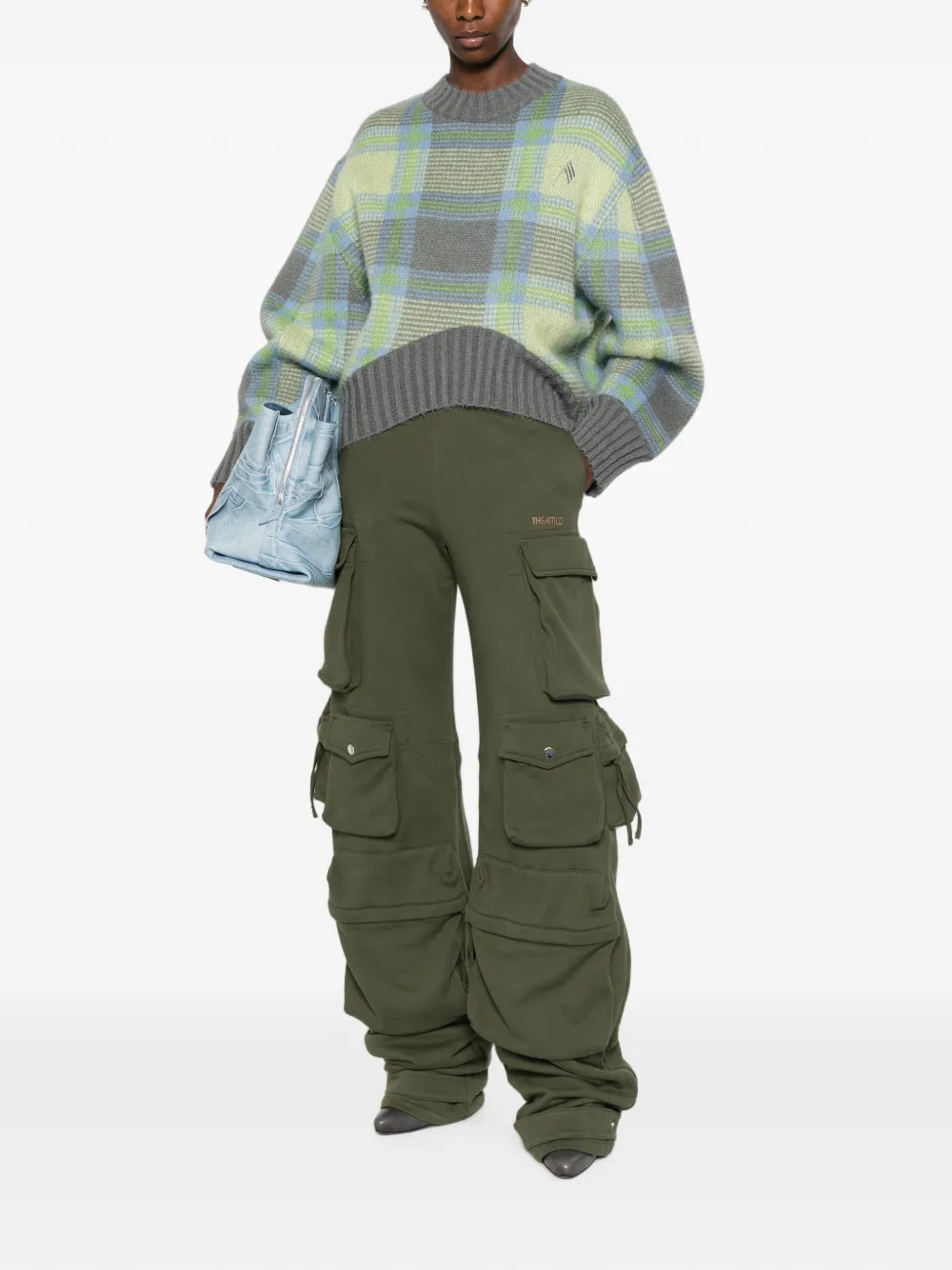 The Attico Check-pattern Sweater in Green, view 2