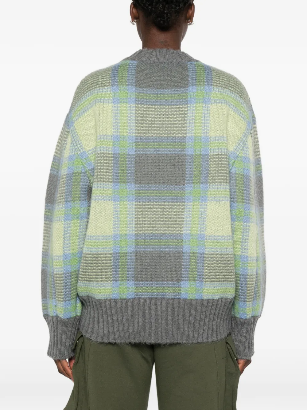 The Attico Check-pattern Sweater in Green, view 4