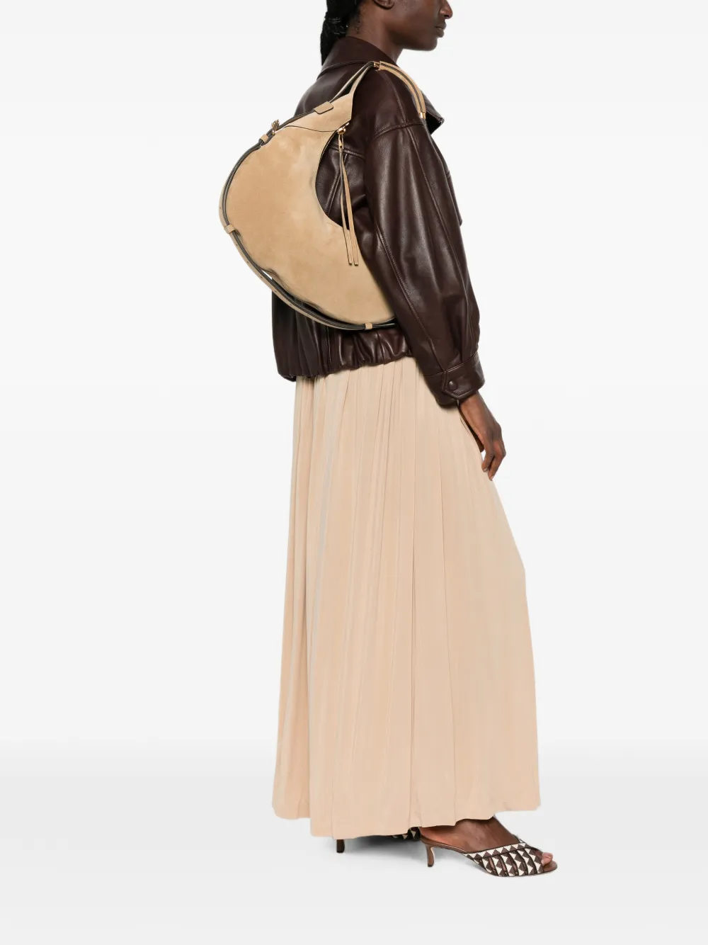 Moschino Crescent-shape Shoulder Bag in Neutrals, view 2