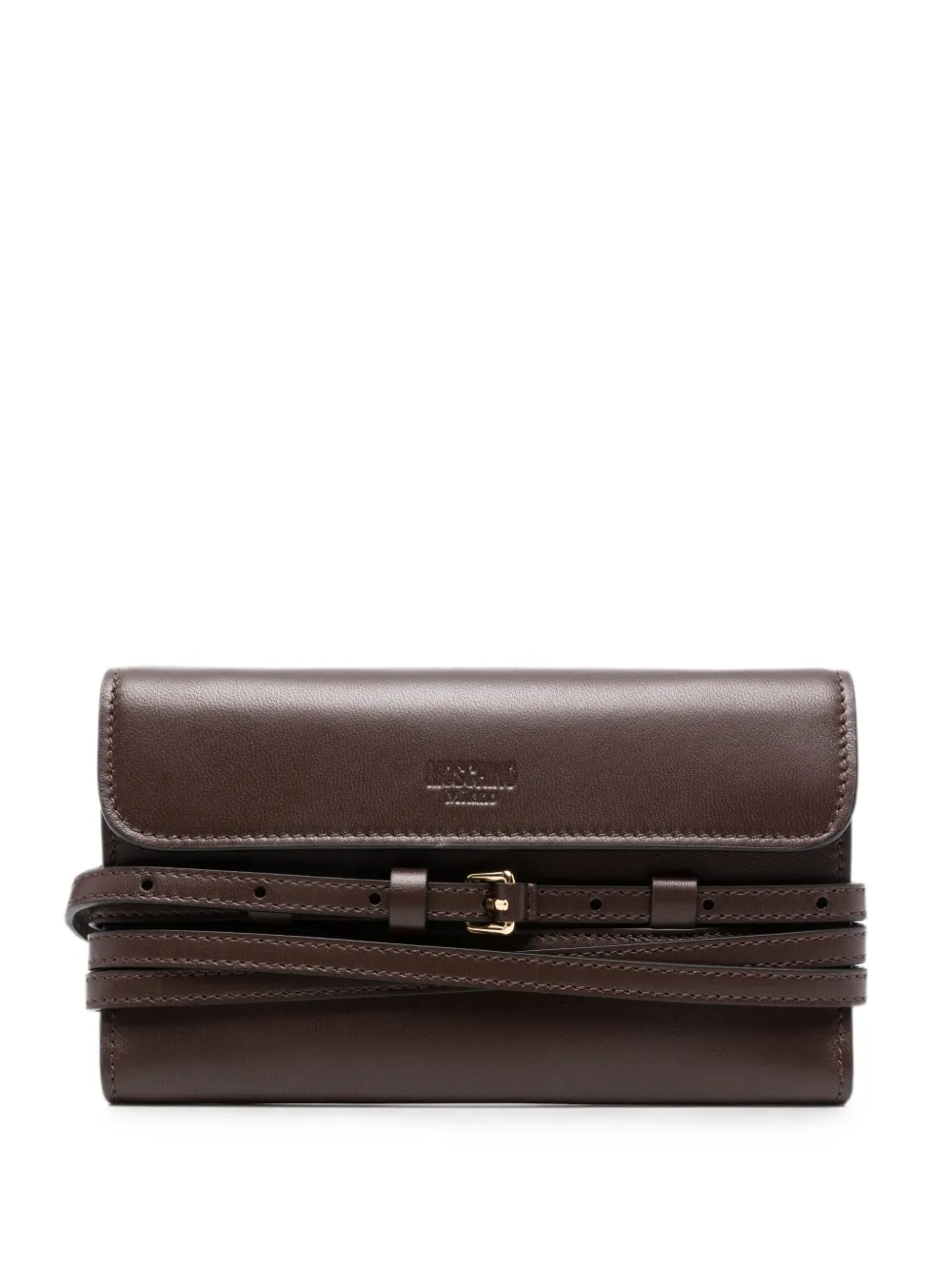 Moschino buckle-detail chain-strap wallet - Marrone