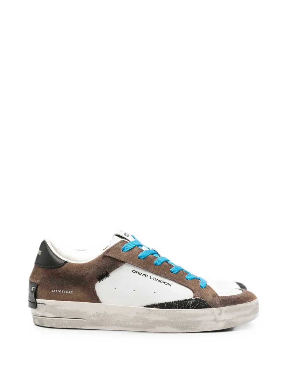 Crime London Sk8 Deluxe distressed-effect panelled sneakers - Marrone