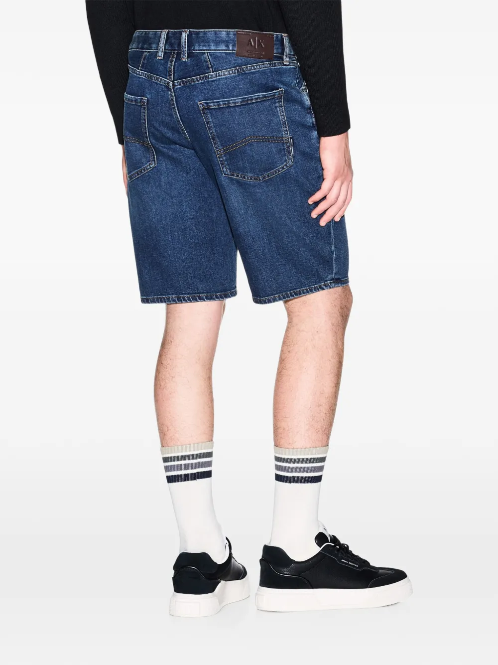 Armani Exchange Denim shorts met logopatch Blauw