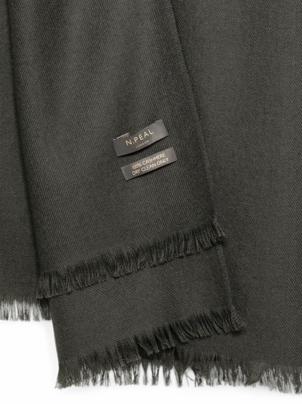 N.Peal Pashmina sjaal met franje Grijs